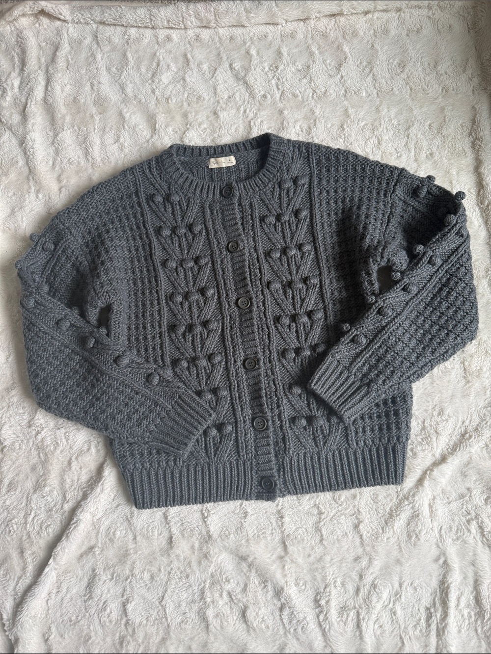 Rylee and Cru Chunky Knit Button-Front Sweater Cardigan in Charcoal Gray